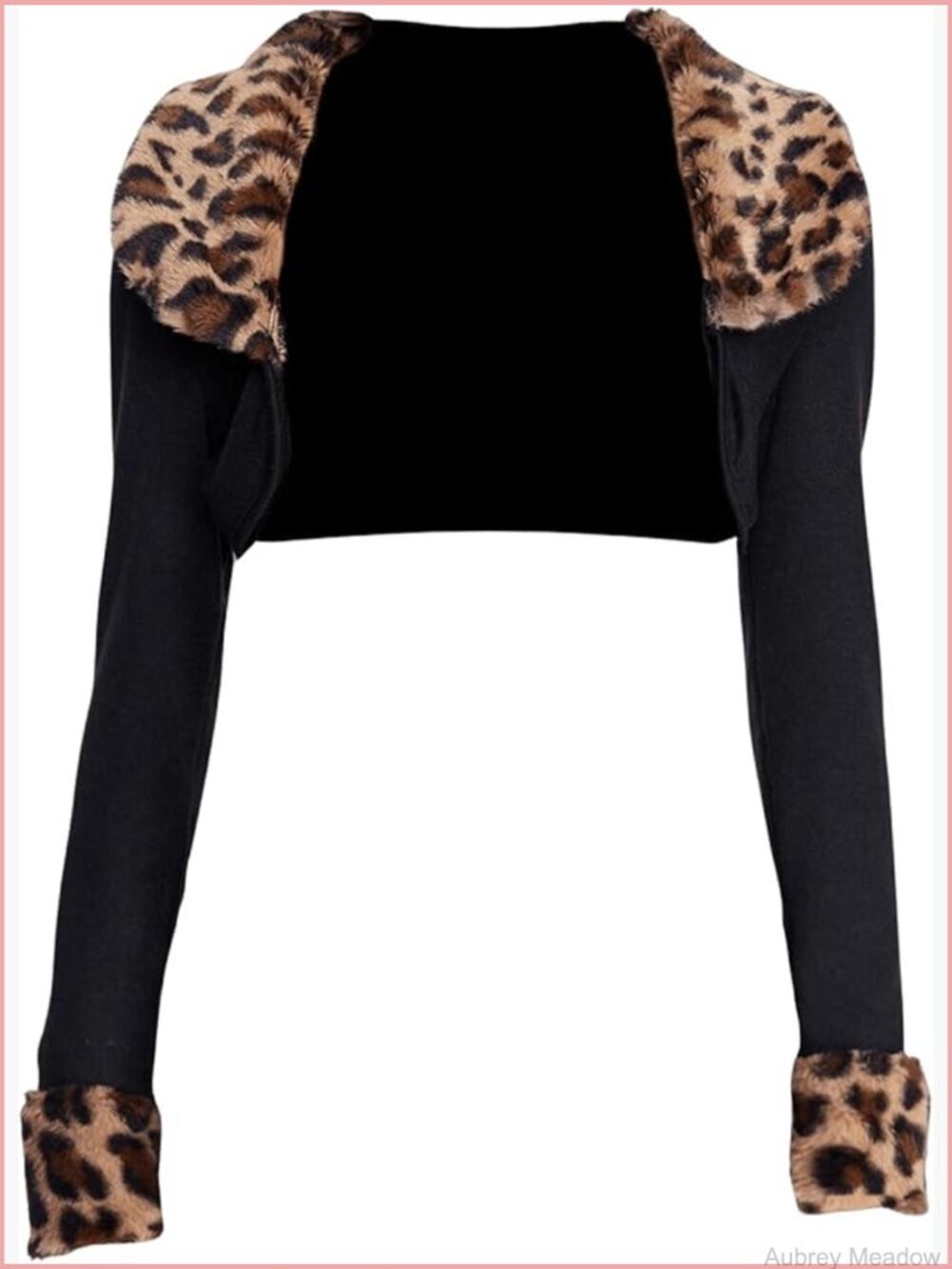 Fuzzy Cheetah Print Shrug Cardigan Long Sleeve Crop Top Open Front Y2K - Picture 1 of 6